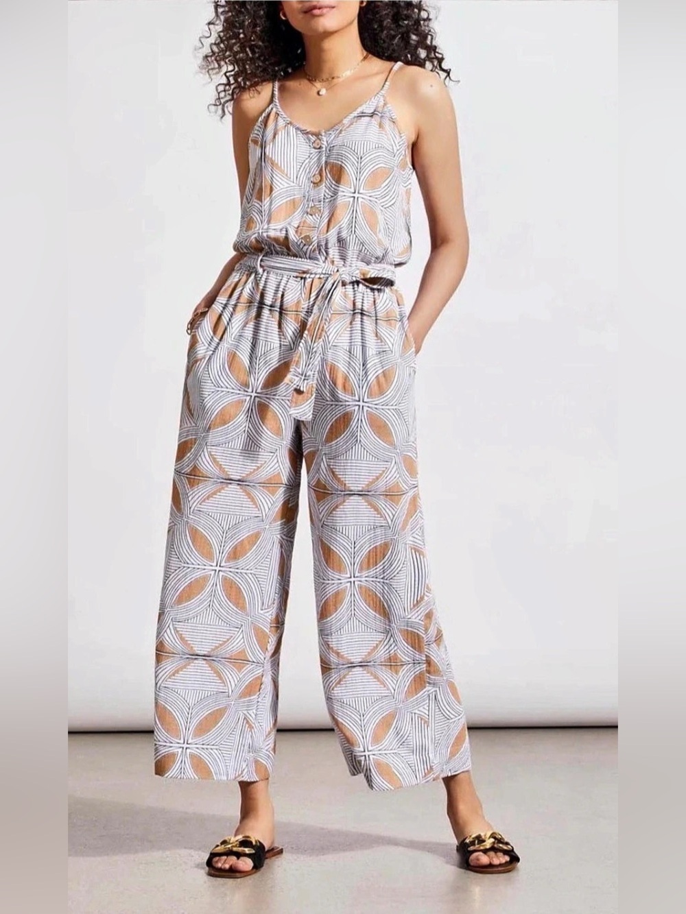 Tribal Jeans Button Front Jumpsuit Size M inseam 26”